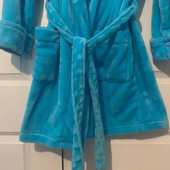 Turquoise Blue Plush Bath Robe - Picture 3 of 13